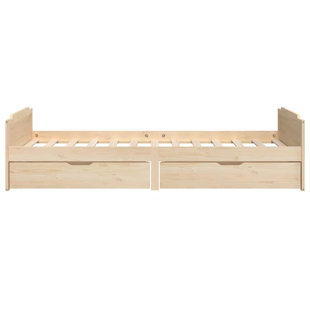 Vidaxl Bed Frame with Drawers, Solid Pine Wood, 90 X 200 Cm