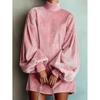 Temperament autumn clothing new loose lantern long-sleeved women's semi-turtleneck dress,