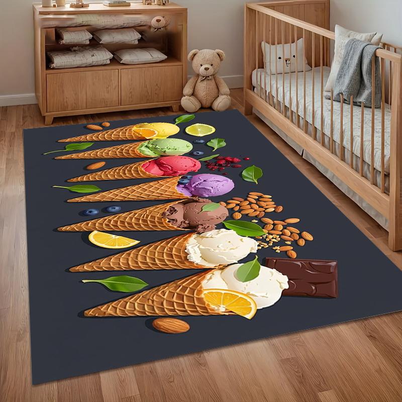 

1pc Area Rug Carpet Soft Non Slip Summer Ice Cream Cone Floor Mat for Bedroom Living Room Kids Room Home Decor 40cm x 60cm
