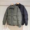 Mens Short Puffer Jacket Winter Warm Thickened Hoodless Turn-Down Collar Duck Down Coat Casual Urban Style