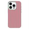 Mint Pink Stripe Leather Texture Soft Case for iPhone 17 17E 16 15 14 13 12 11 Pro Max Minimalist Shockproof Cover