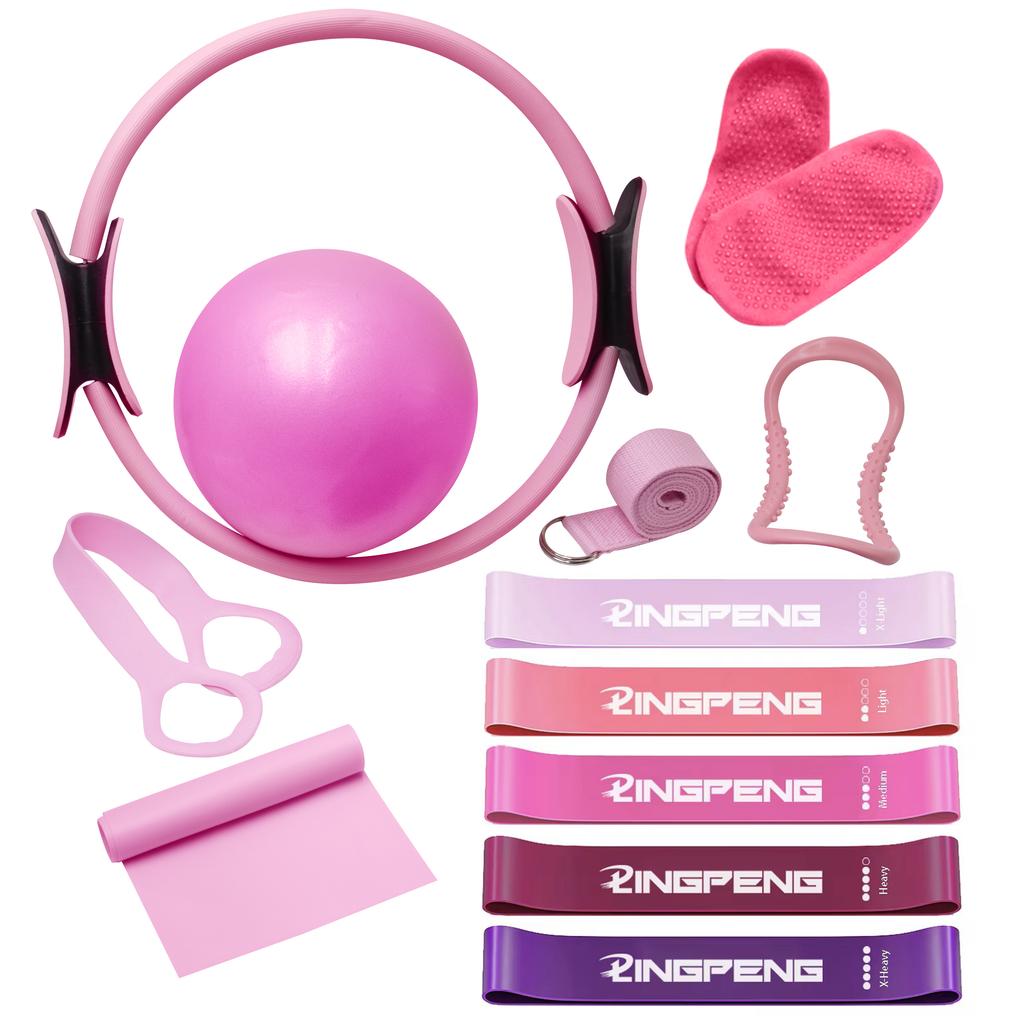 12Pcs Pilates Basic Set Fitness Ball Elastic Stretch Belt Back Shaping Muscle Training Fitness Yoga Equipment