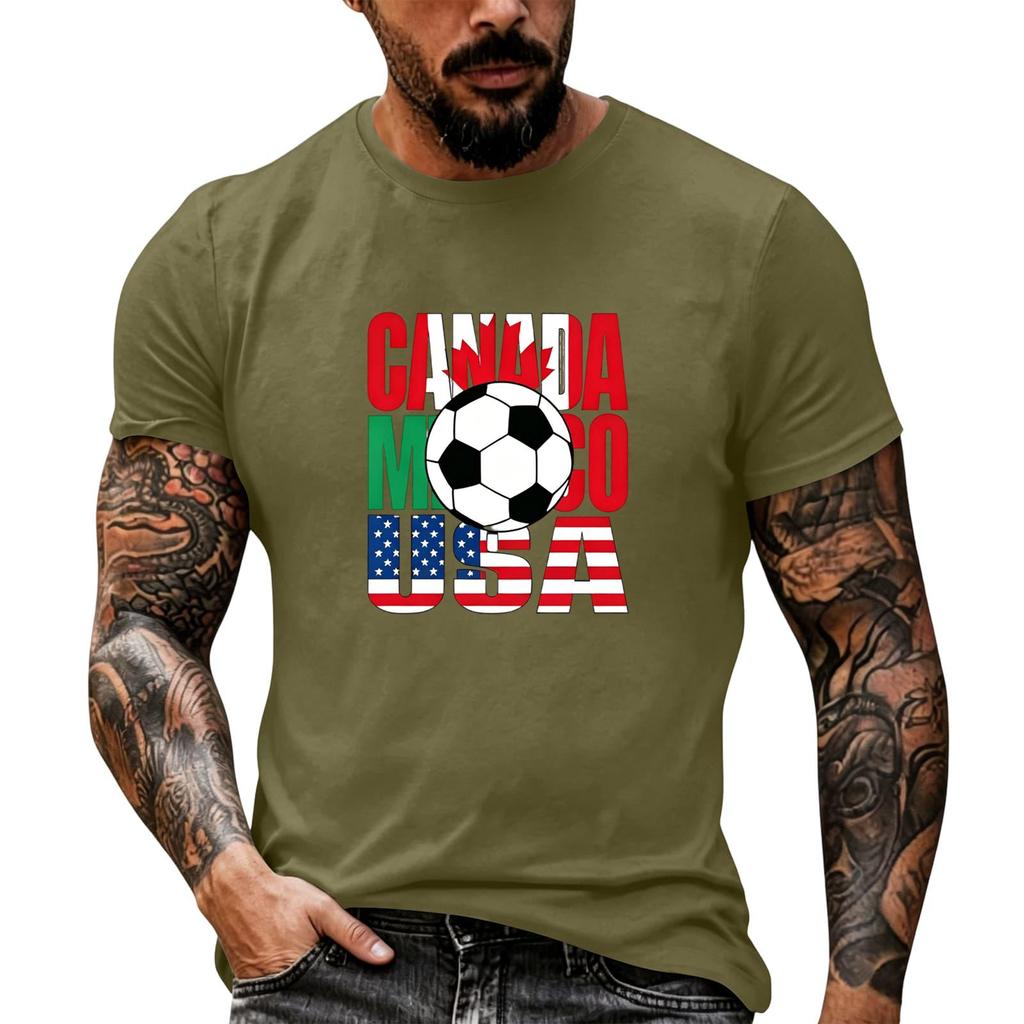 Men's Basic Crew Neck Short Sleeve T Shirt Loose Fit Casual Summer Top Soccer Themed Graphic Print Comfortable Daily Wear