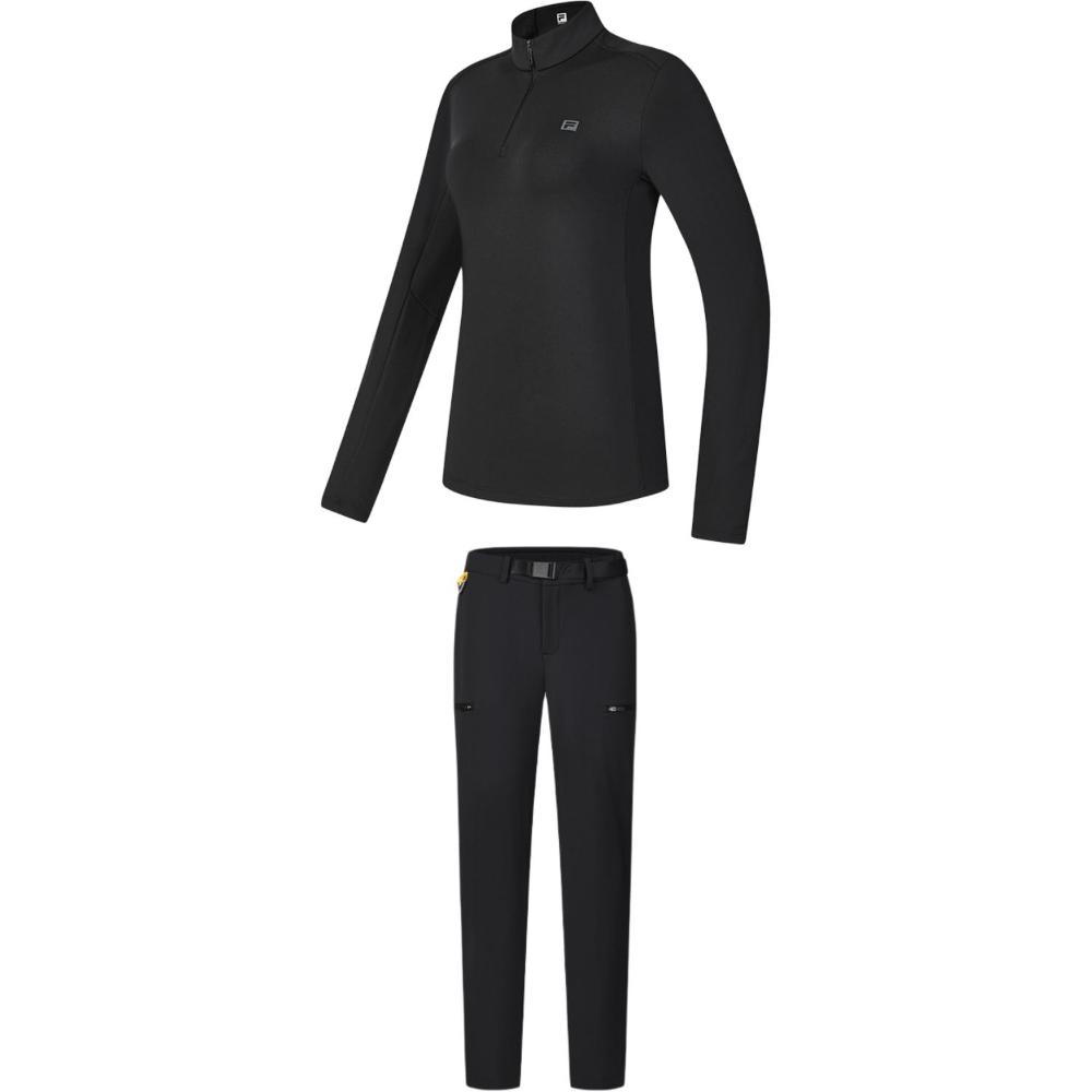 

New FILA EXPLORER Casual Suit Women s Pitch Black A11W447202F-BK+A11W447802F-BK L