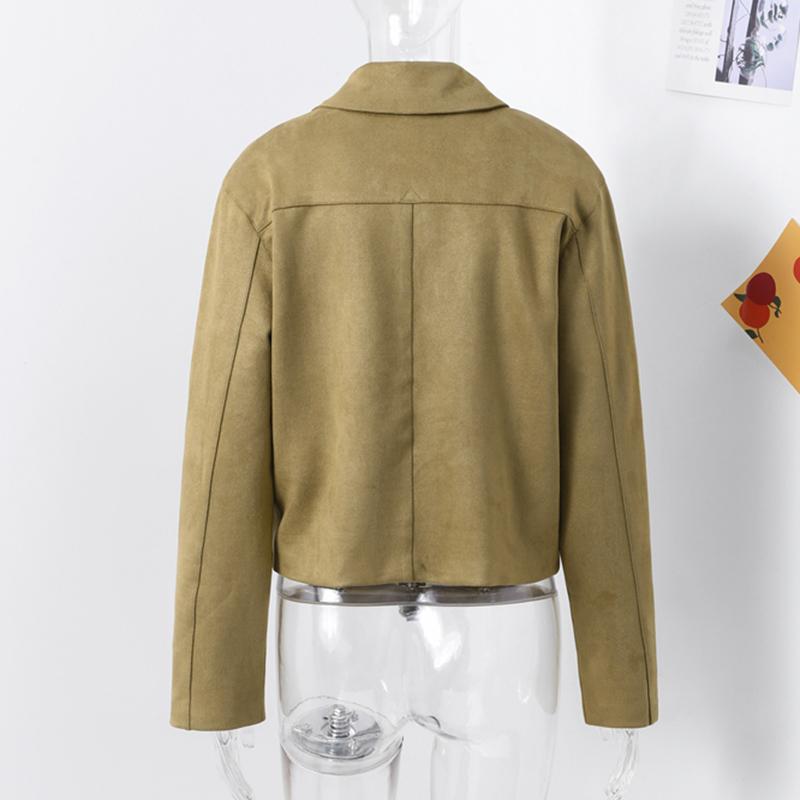 Retro Causal Suede Jackets Women Elegant Single Breasted Lapel Coats Autumn Winter Fashion Soft Pocket Outwear