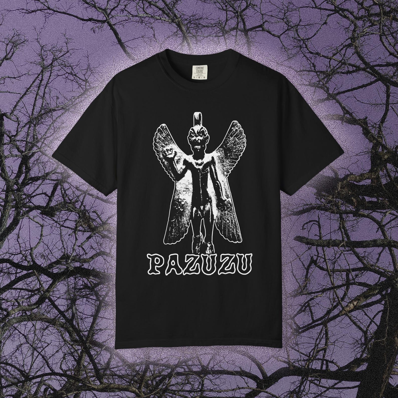 Pazuzu, COMFORT COLORS, Demonology Shirt, Demon T-Shirt, Spooky Vintage T-Shirt, Gothic, T-Shirt, Occult, Creepy Mythology Unisex Tee 2XL