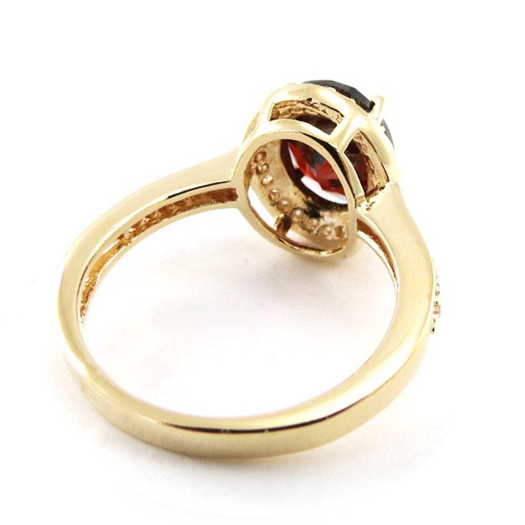 Gold Plated Ring 'Victorina' Golden Garnet - 12x11 Mm
