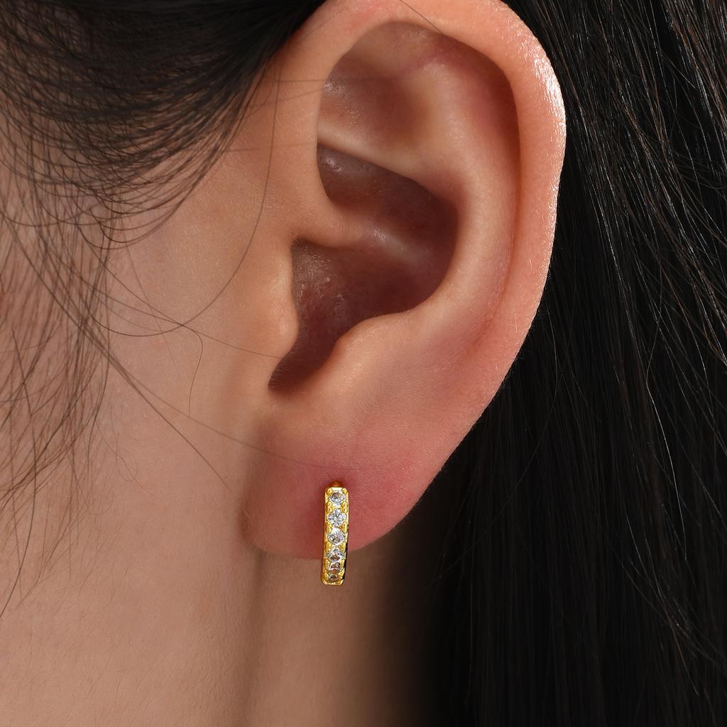 3 Pcs Minimalist Zircon Hoop Earrings Set For Women Fashion Elegant Lightweight Chunky Gold Plated Huggie Earrings Jewelry Gifts
