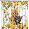 Sunflower Cat Shower Curtain Rustic Vintage Farmhouse Kitty Pet Lover Kitten Flower Cats Flowers Butterfly Shower Curtains