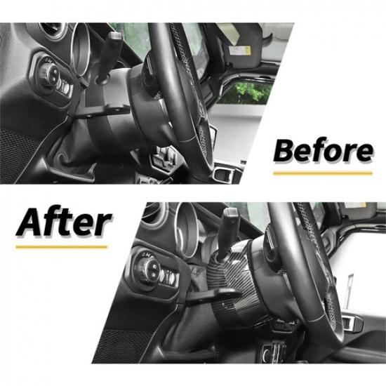 For Jeep Wrangler JL 18+ Carbon Fiber Steering Wheel Base Lower Bezel Trim Cover