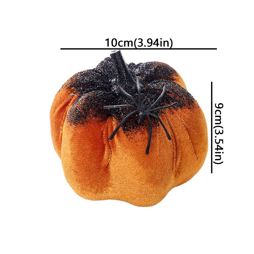 Flannel Halloween Pumpkin Decorations Handmade with Spider Pumpkin Figurine Rustic Harvest Pumpkin Ornament Table Decor