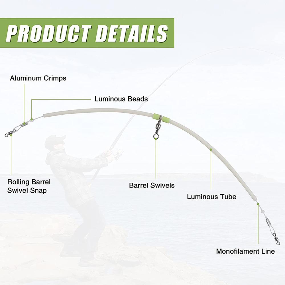 4Pcs Luminous Fishing Balance Connector Feeder Anti Tangle Boom Sleeves Tube with Swivel Bead Line Luminous Tube Fishing Tackle