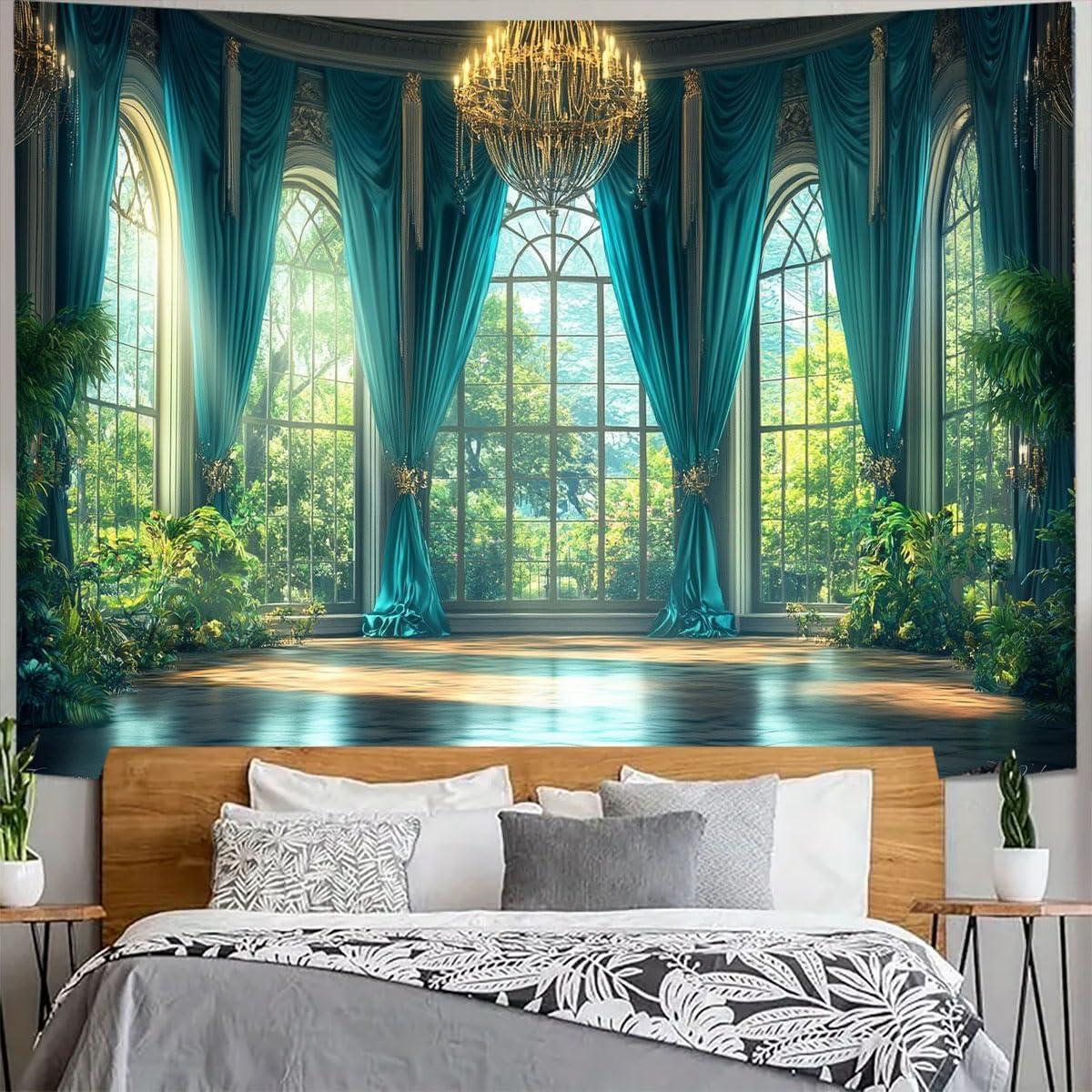 Tapestry wall with a spring view from the window 75x100