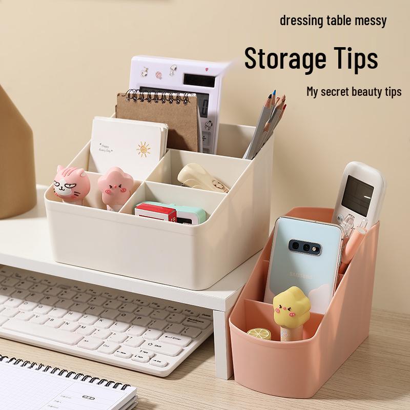 Custom Simple Desktop Organizer: Four-Grid for Cosmetics or Five-Grid for Sundries In Student Dorm Rooms