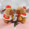 Kawaii New Year Party Christmas Decoration Cute Capybara Plushies Xmas Hat Tree Candy Cane Decor Capi Plush Soft Toys Gift