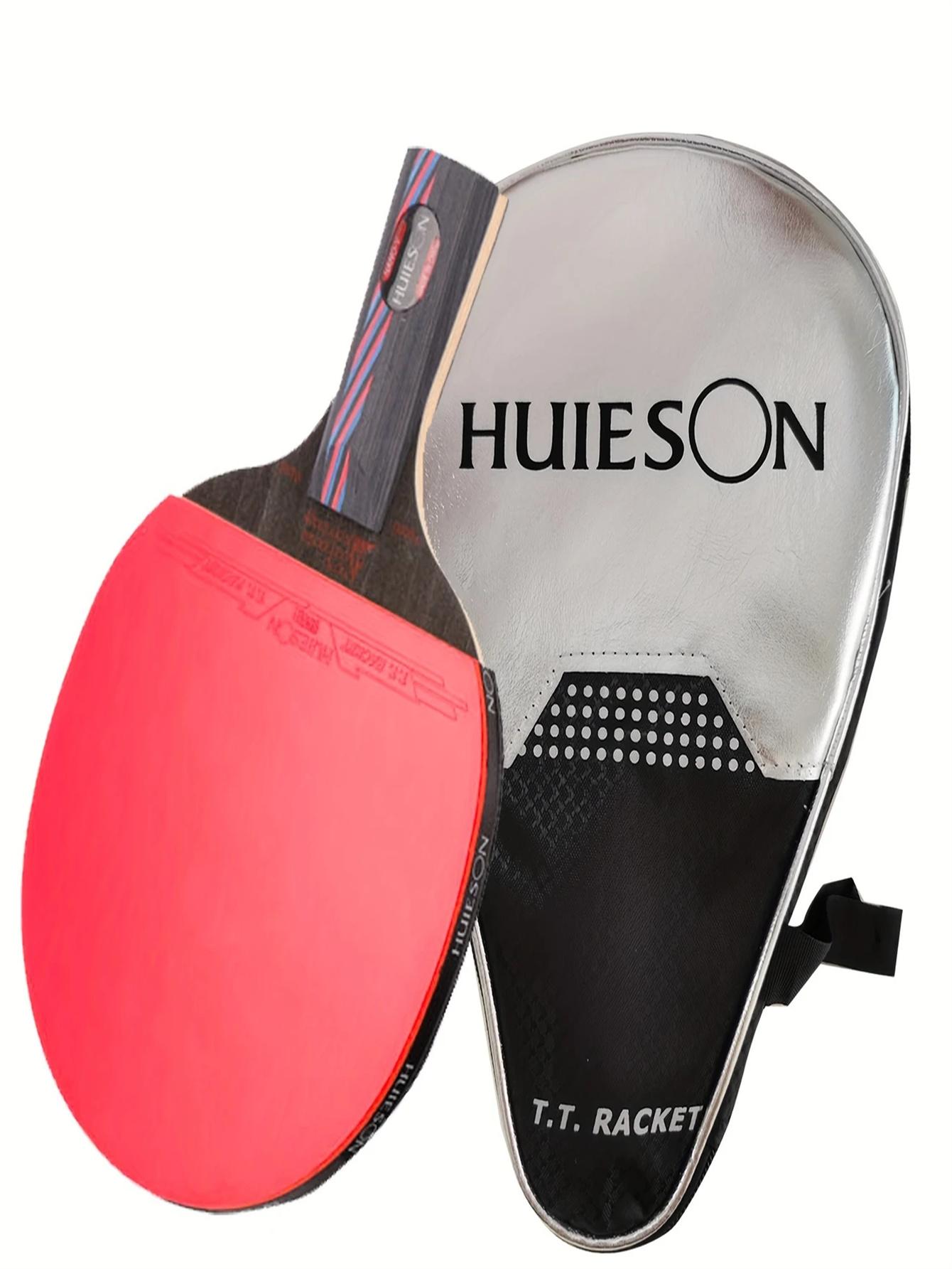 

Huieson Professional Table Tennis Racket - Neutral Carbon Fiber and Wooden Table Tennis Racket with Highly Elastic 2mm Sponge,