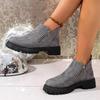 Fashion Stylish Side Zip Platform Single Shoes Autumn New Round Toe Suede Anti-slip Wear-resistant Short-thigh Boots