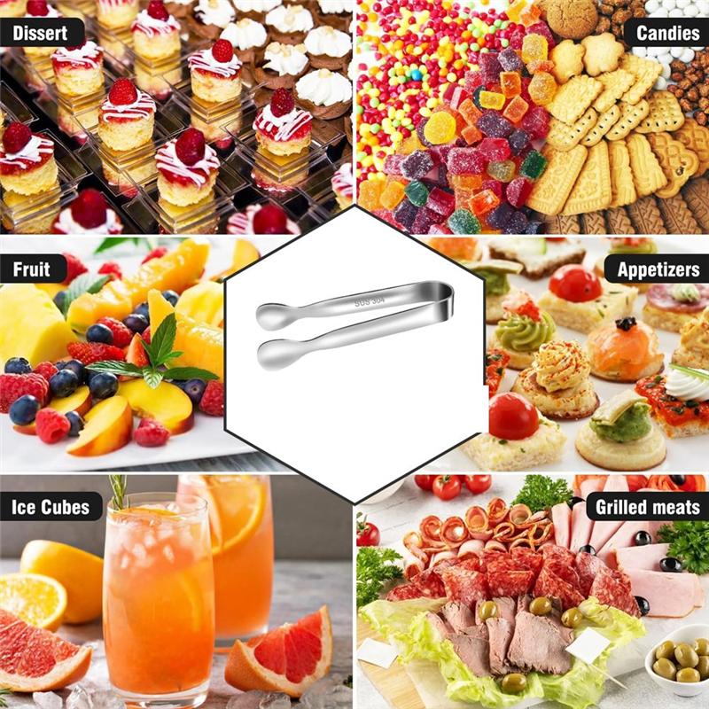 Frische 4-Zoll-Silber-Mini-Zangen zum Servieren von Speisen, Set mit 12 kleinen Zangen für Vorspeisen, Für Teeparty Kaffee Bar Zuckerzange