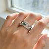 Elegant Vintage Stone Rings Opening Finger Jewelry Delicate Finger Rings Alloy Texture Suitable for Various Occasion