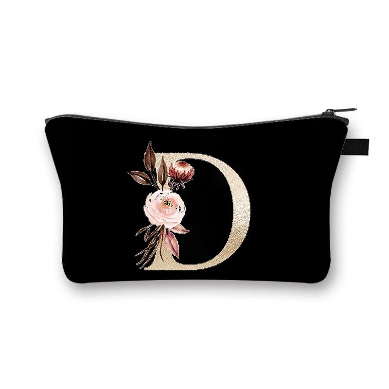 

Вінтажна золота квітка алфавіт портативна жіноча дорожня сумка для зберігання туалетного приладдя органайзер косметичка водонепроникна жіноча косметичка