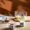 10sets Handheld Transparent Birthday Dessert Gift Box with Tray Cake Baking Clear Plastic Cupcake Box for Weddding Party Birthday Get-together