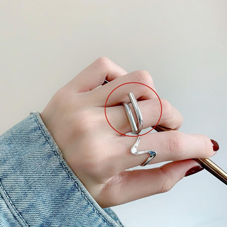 Women s Retro Korean Style Adjustable Heartbeat Cross Ring Adjustable Open