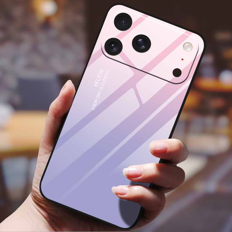 Gradient Phone Case for iphone 17  pro max iphone17 Air Tempered Glass Hard Back Cover for Apple iphone17pro Candy Color Pattern
