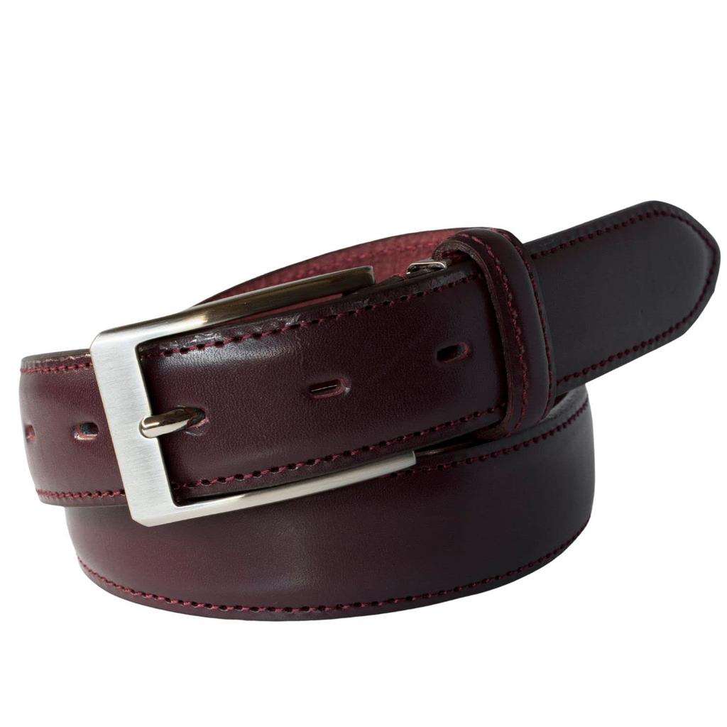 TAVARAT Business Genuine Made In Adjustable Himeji Leather Men's Belt, 30mm, Leather, Japan, Size, (Wine)