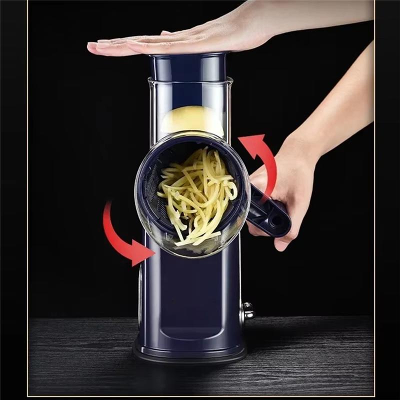 

ABMH-Rotary Cheese Grater Shredder Round Mandolin With Handle And 5 Drum Blades Kitchen Manual Vegetable Nuts Grinder