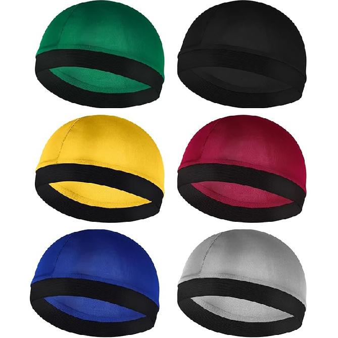 6 Pcs Kids Satin Wave Caps Boo Boo Cap Baby Wave Caps Kids Stocking Cap for Boys Girls Yellow, Silver, Black, Na