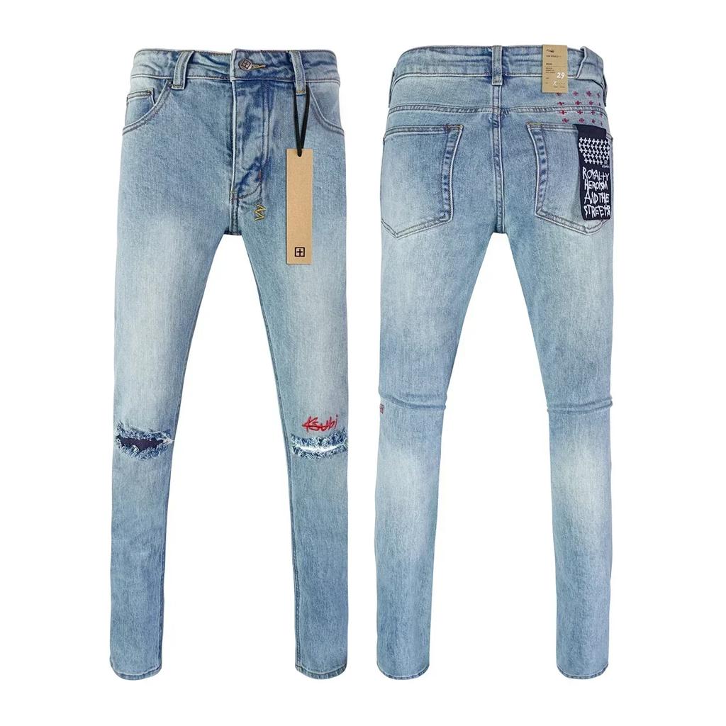 STREETRICH Nejvyšší kvalita Džíny Muži Ženy Móda Křížový Trend Retro Trend Malování Nízký Pas Strečové Skinny Roztrhané Ošoupané Kalhoty