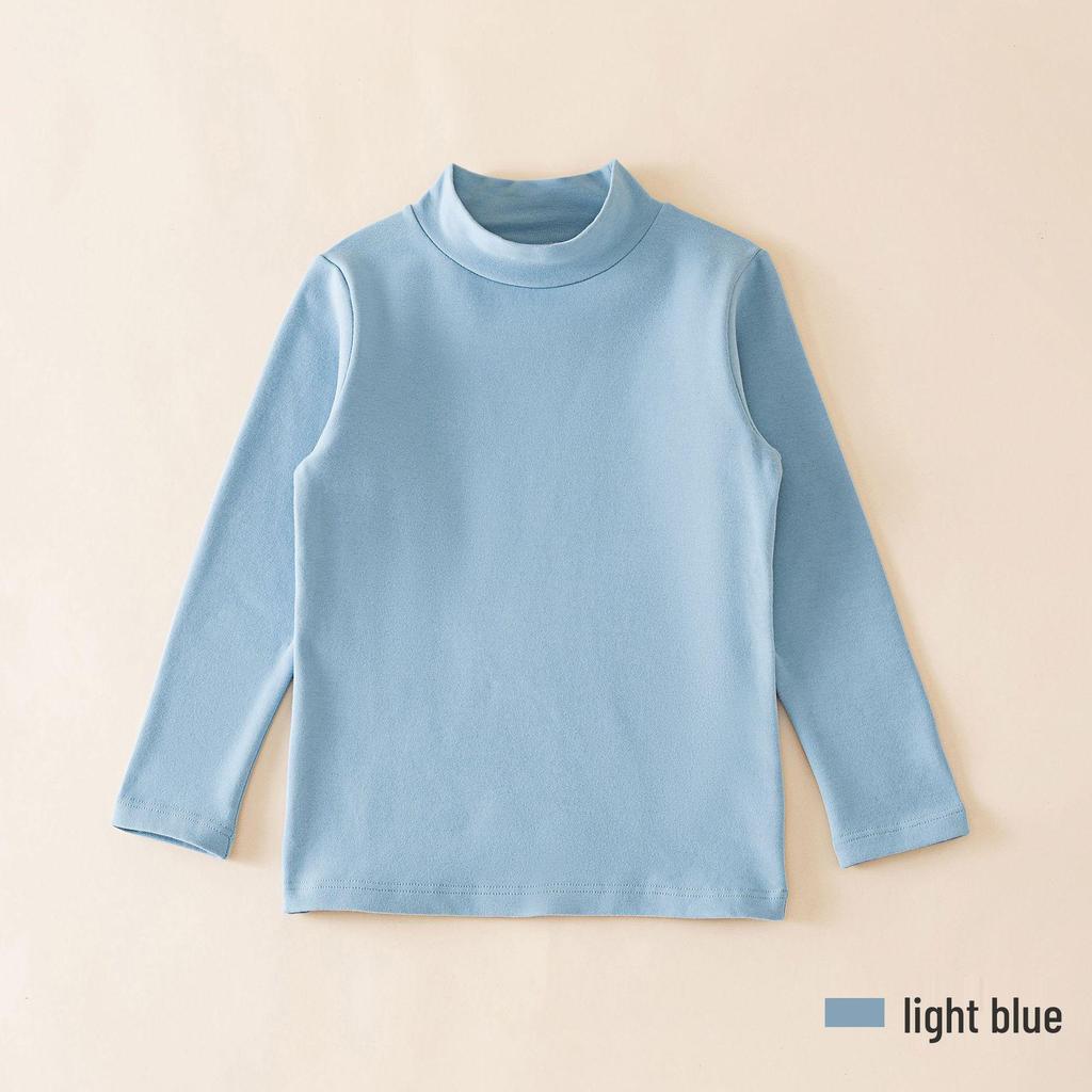 2024 Kids' Warm Long-Sleeve Mid-Collar Cotton T-Shirt for Autumn & Winter