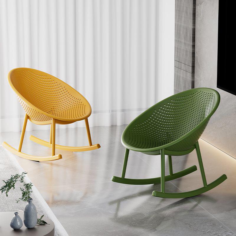 Nordic Eggshell Plastic Recliner: Versatile Indoor/Outdoor Rocking Chair for Living Room or Balcony.