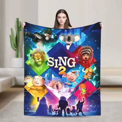 Sing 2 Movie All Characters  Super Warm Blanket  Picnic Plush Throw Blanket Fluffy Bedroom Flannel Bedspread Sofa Bed Cover
