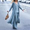 Three-piece Stylish V Neck Top Women Pants Suit Sleeveless Top Casual Solid Color Autumn Suit