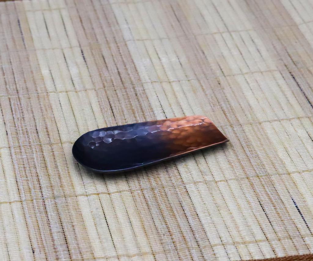 Shinkodo Pure Copper Tea Strainer, Made in Japan, Shakudo Finish, Hammered, Gift Wrapping Available