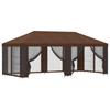 Pavilion with Side Walls 6 X 3 M Brown Polyester and Steel 190