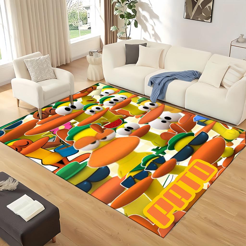3D Fun P-Pocoyo Elly Pato Cartoon Carpet Rug for Home Living Room Bedroom Sofa Doormat Decor,kids Play Non-slip Floor Mat Gift