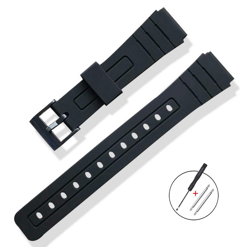 16mm 18mm Silicone Watch Strap for Casio SGW400 W800H F91W F84 F105/108 A158/168 AE1200/1300 Band PU Resin Bracelet