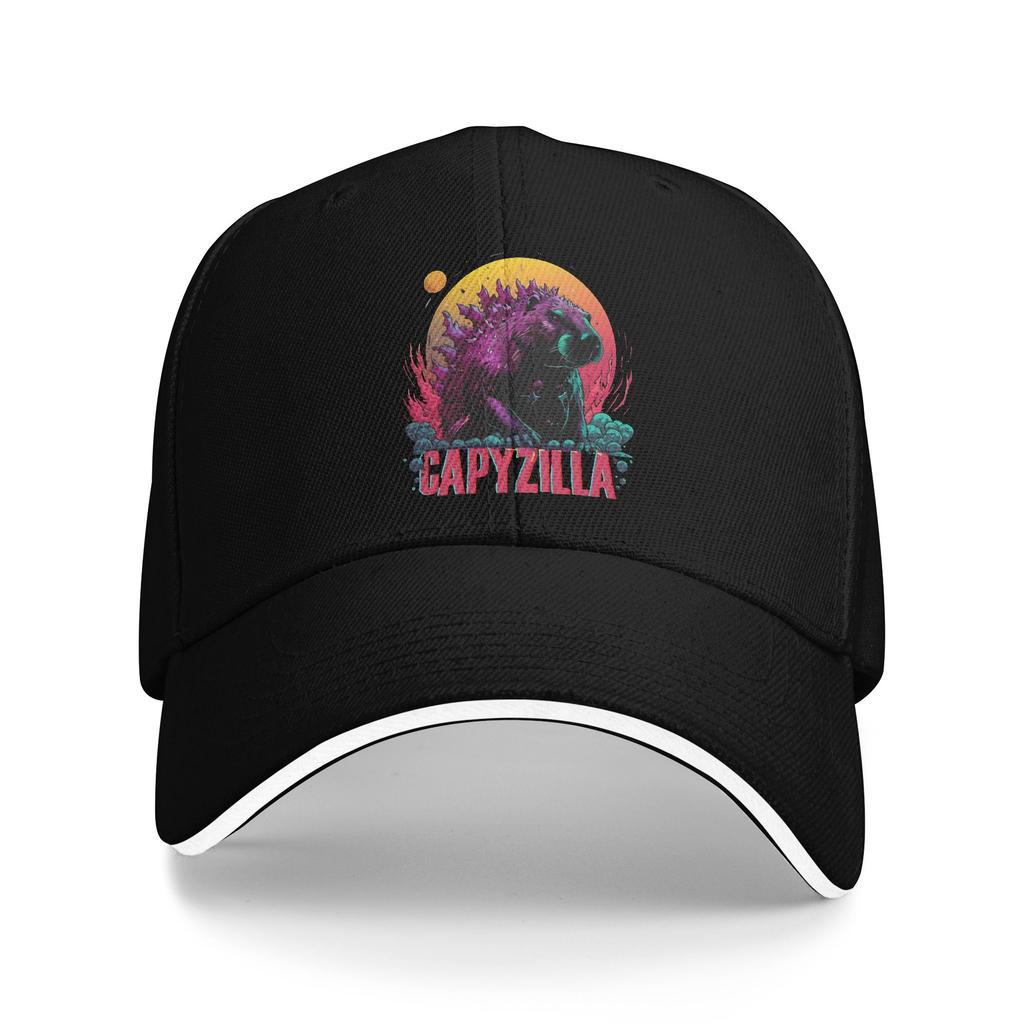 Capyzilla Capybara Baseball Cap Y2k Retro Men Adult Trucker Hat Breathable Custom Logo Running Hippie Snapback Cap