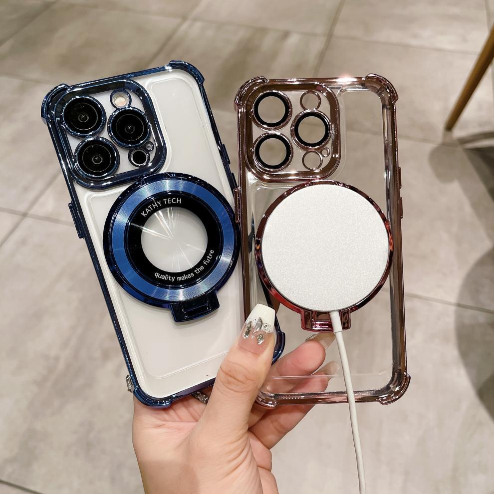 Magnetic Electroplated Transparent Protective Case for iPhone 17/16/15/14 Pro Max