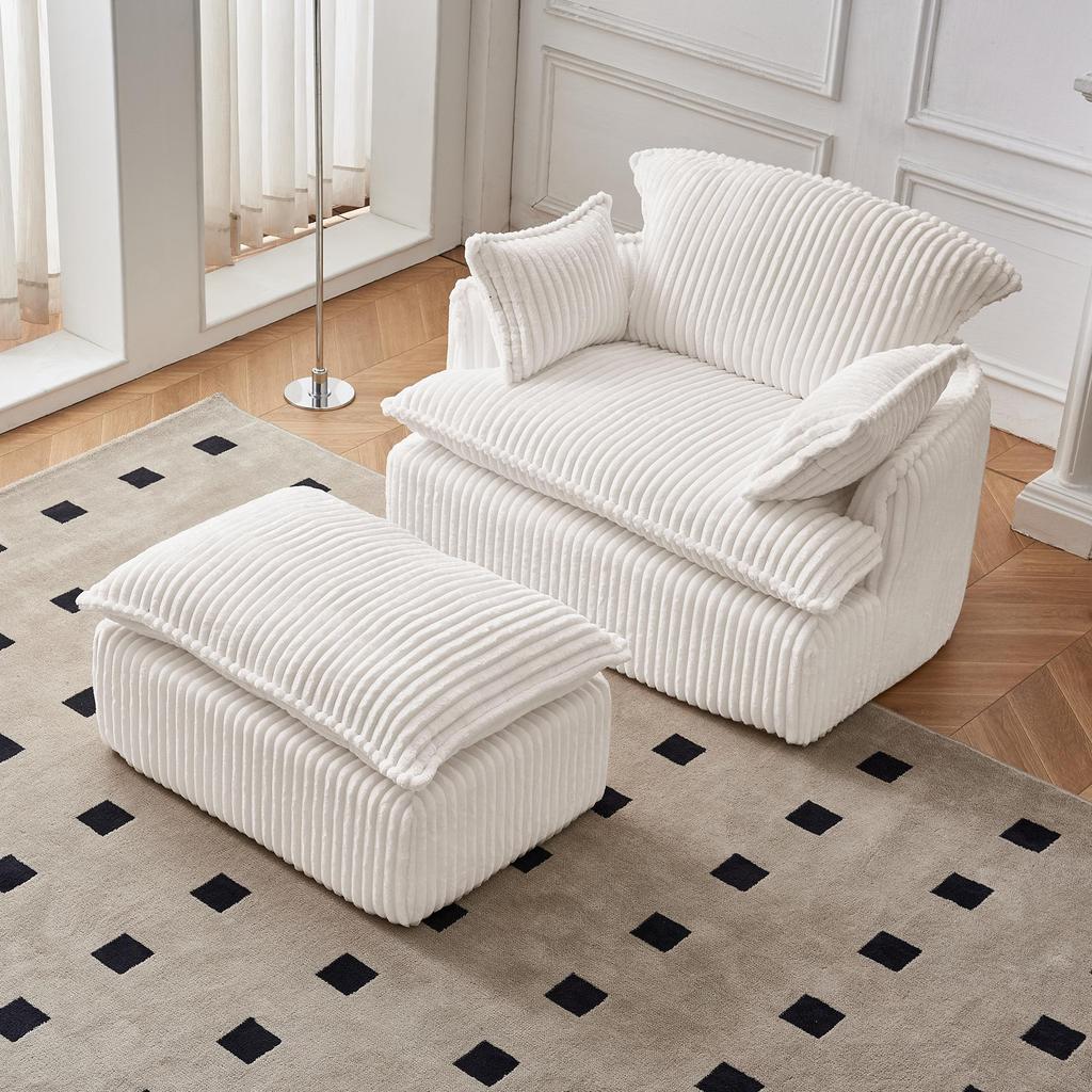 Soft single sofa with backrest and armrests, made of flannel and 30D high-resilience foam