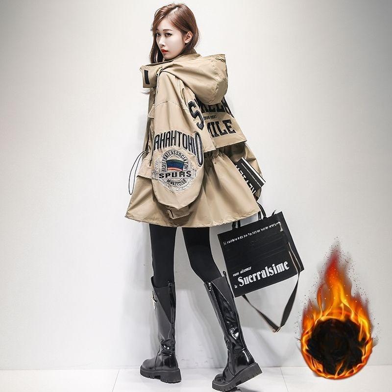 

Женское ветрозащитное пальто в простом стиле, осенне-зимняя теплая флисовая куртка, верхняя одежда XXL хаки