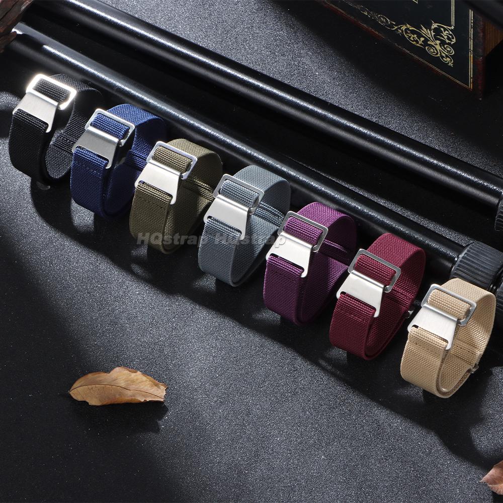 18mm 20mm 22mm Französische Truppen Fallschirm Elastisches Nylon Uhrenarmband Smartwatch Armband Männer Frauen Sportarmband Universelles Armband