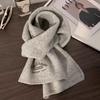 Soft Warm Knitted Winter Scarf With Red Bow Embroidery Cozy Fabric For Daily Wear Cold Weather Outdoor Activities