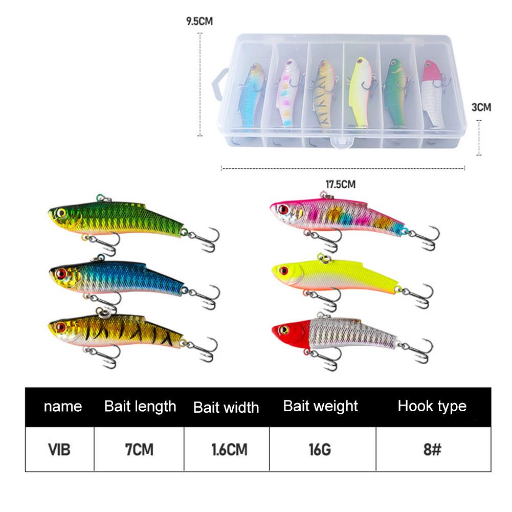 6Pcs Fishing Lure Vibration Artificial Hard Baits 7cm 16g Wobbler Fishing Bait for Bass Pike Perch Pesca