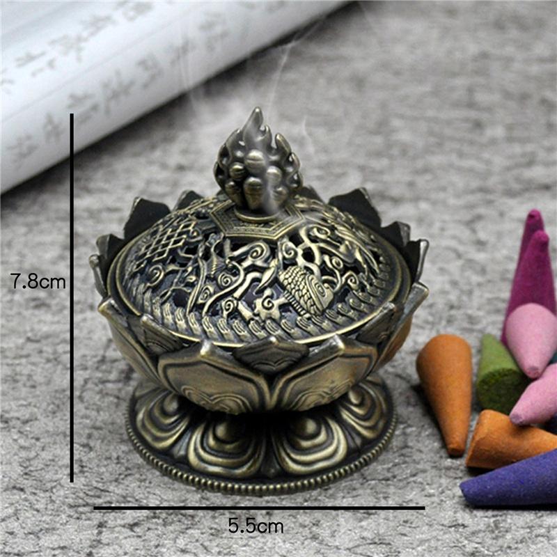 1Pc Lotus Flower Incense Burner Buddha Holder Brass Mini Sandalwood Censer Metal Home Decoration Craft