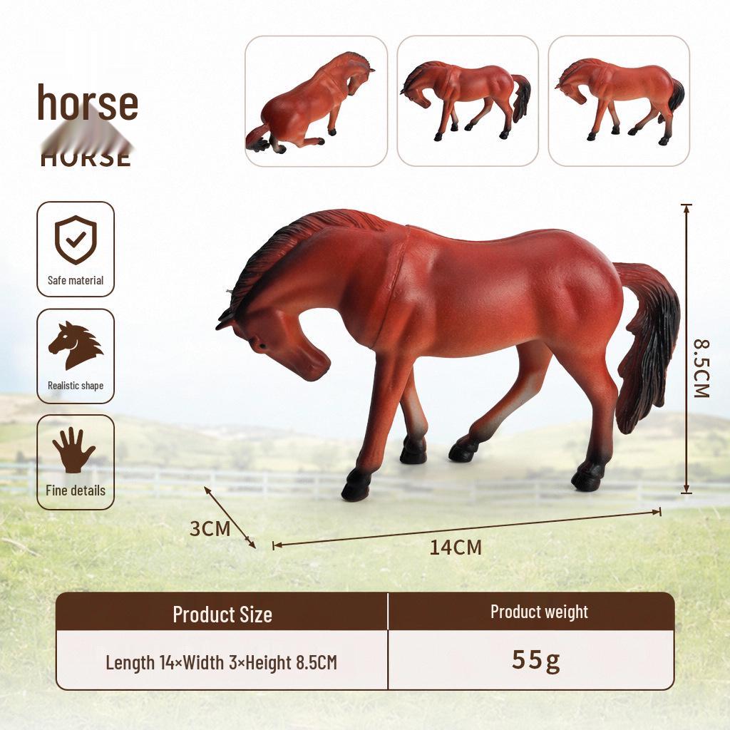 Black Stallion Foal Simulation Animal Model - Wild Horse Cognitive Toy Ornament for Children