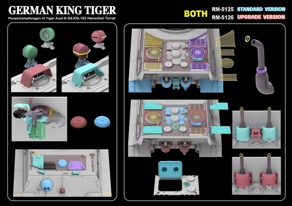 RYEFIELD MODEL Königstiger Henschel Turm Verbesserte Version Plastikmodell Bausatz RFM5126 1/35 Sd.Kfz.182
