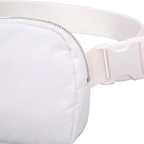 Ongwan Sports Belt Pouch, Large Capacity Adjustable Waist Belt Bag, 60-120cm (White)